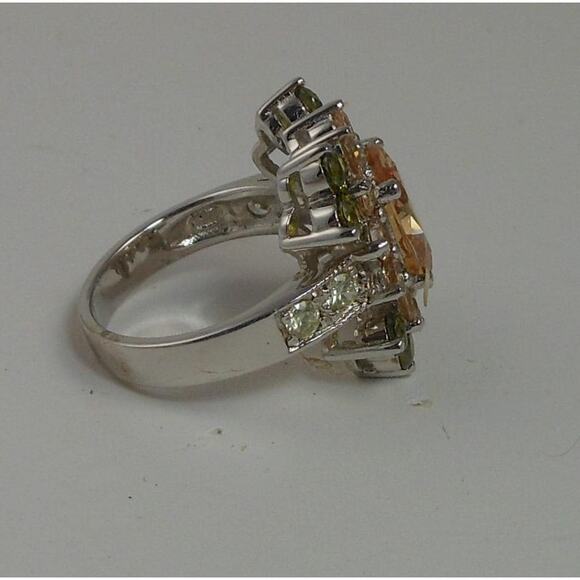 Vintage Sterling Silver Cocktail Ring Sparkly Sim Diamonds Thailand Size 7.25 - Picture 10 of 10